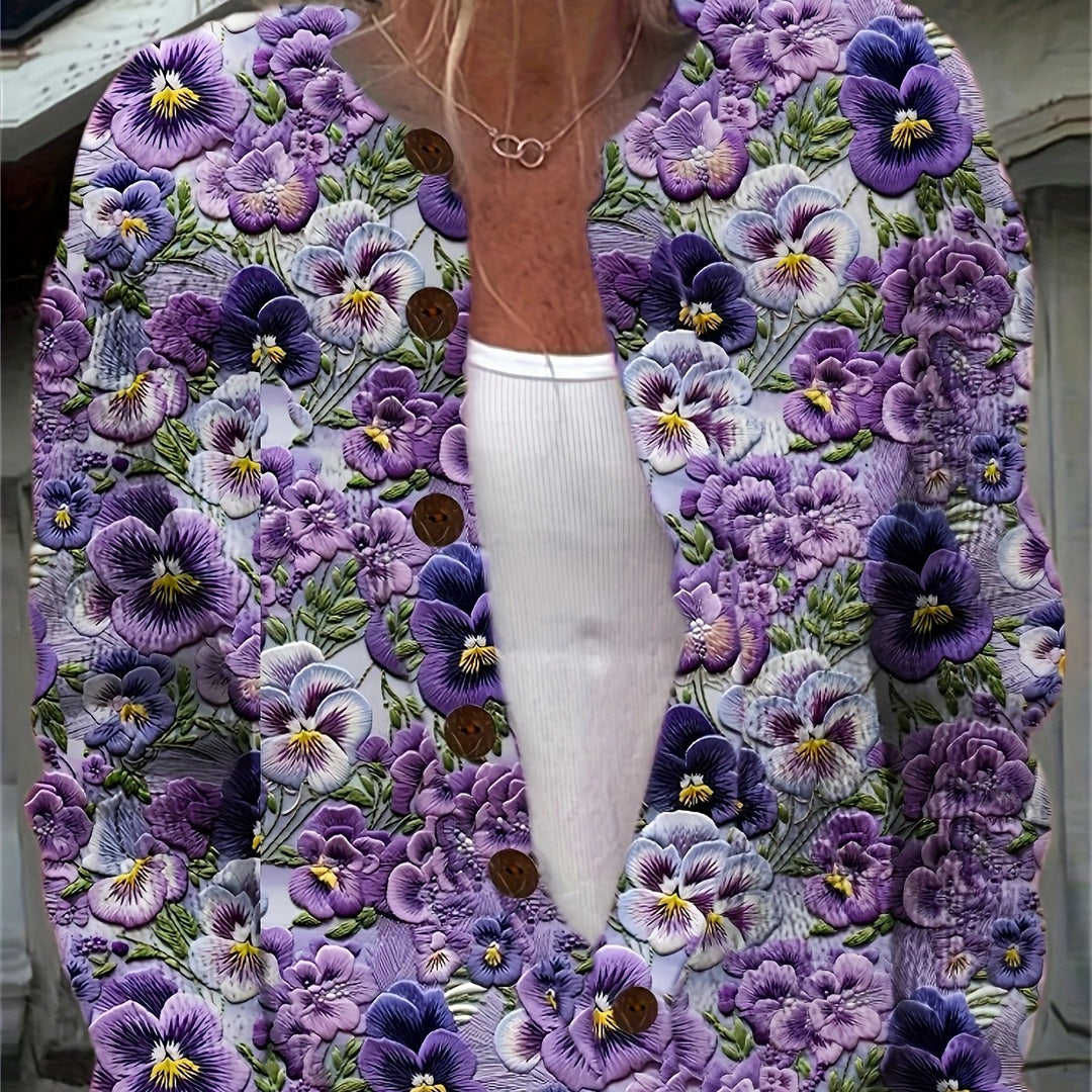 Rylee | 3D Floral Print Cardigan