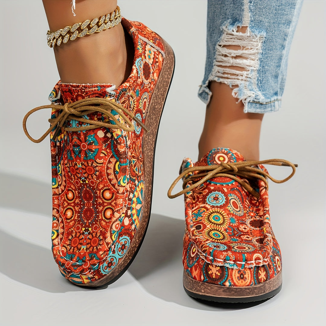 Women’s Vintage Floral Lace-Up Sneakers