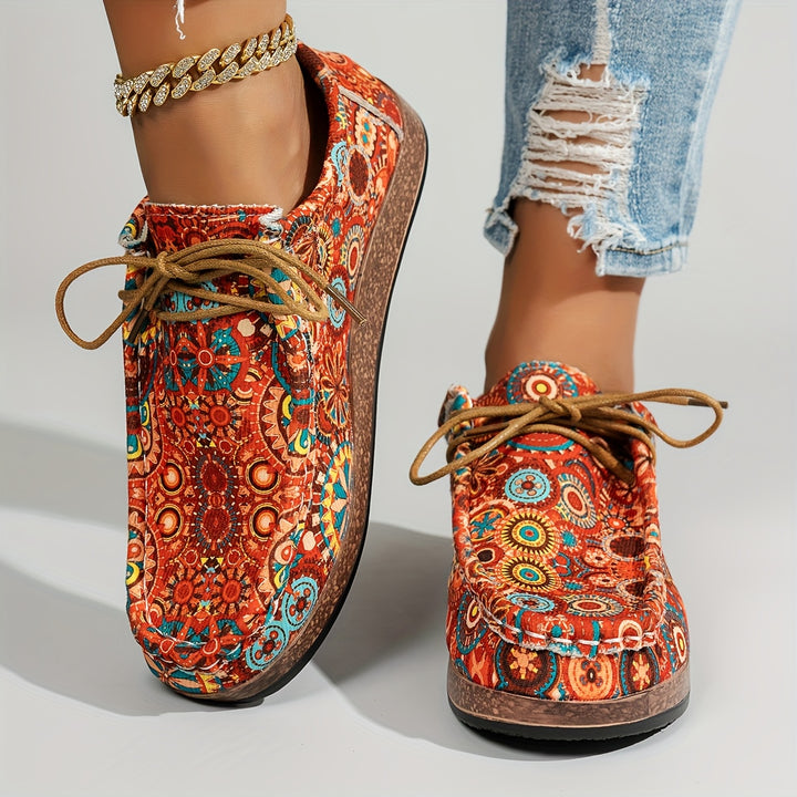 Women’s Vintage Floral Lace-Up Sneakers