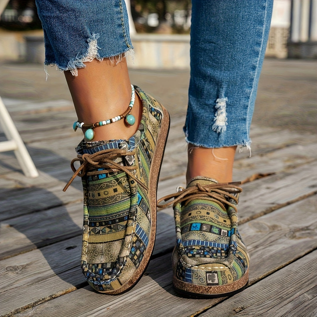 Women's Vintage Geometric Printed Sneakers