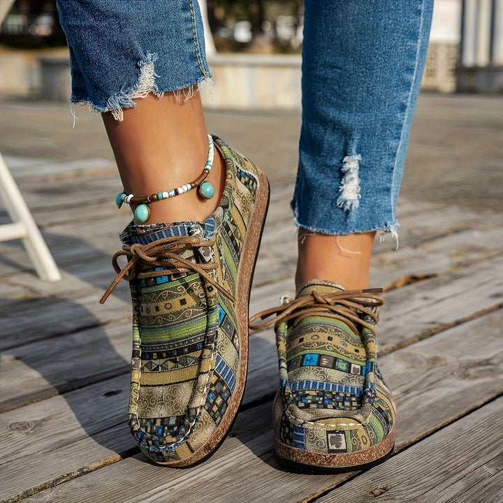 Women's Vintage Geometric Printed Sneakers