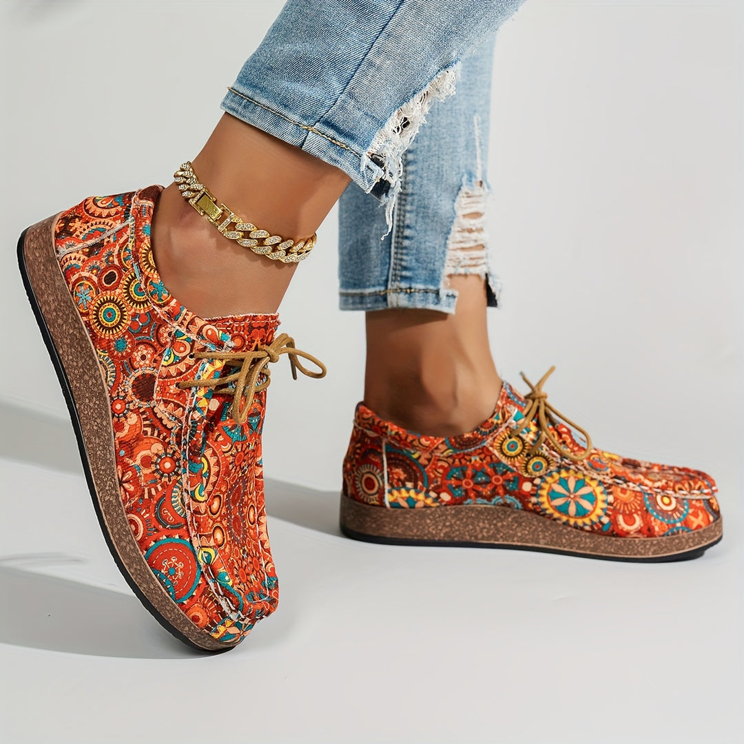 Women’s Vintage Floral Lace-Up Sneakers