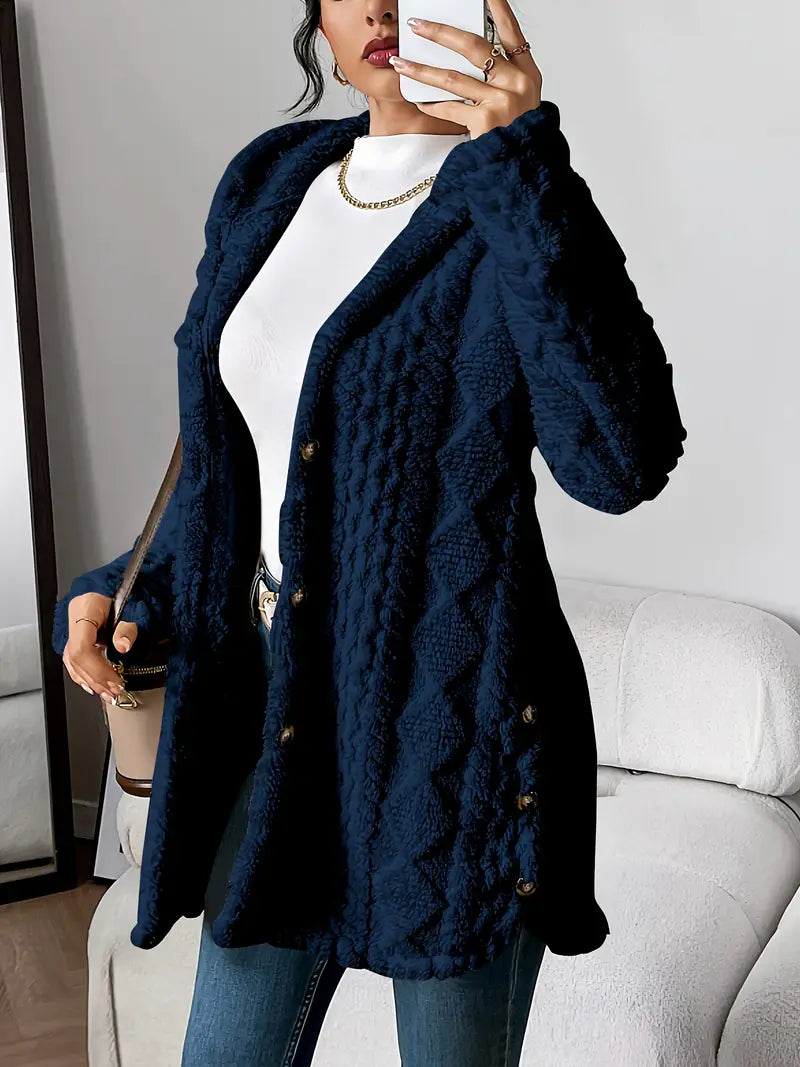 Women's Plush Hooded Cardigan