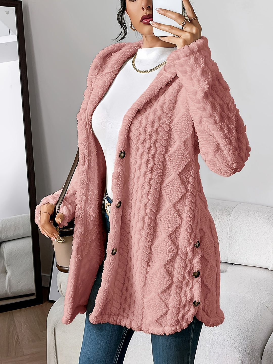 Women's Plush Hooded Cardigan