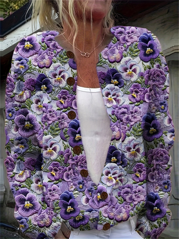 Rylee | 3D Floral Print Cardigan