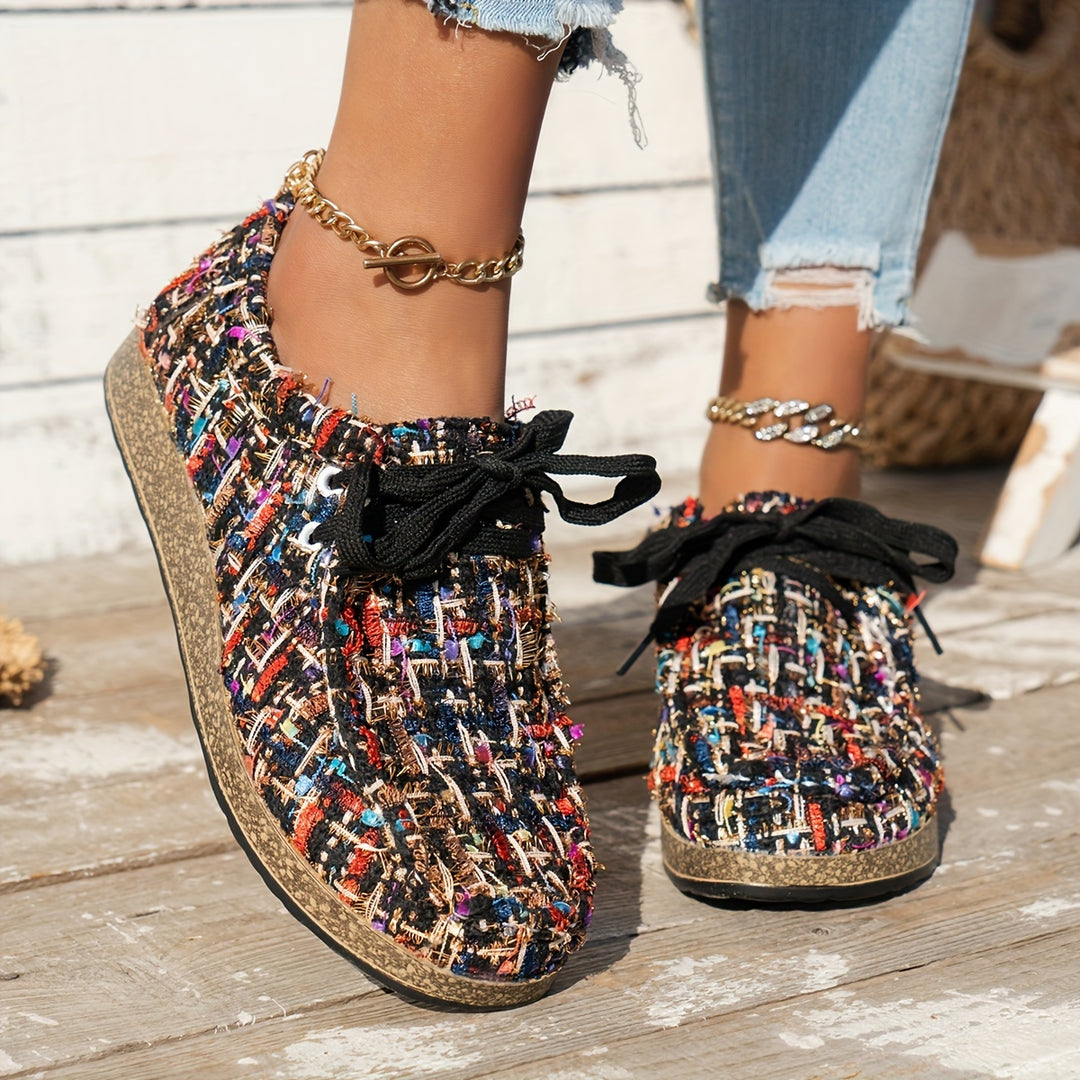 Women’s Vintage Woven Lace-Up Sneakers