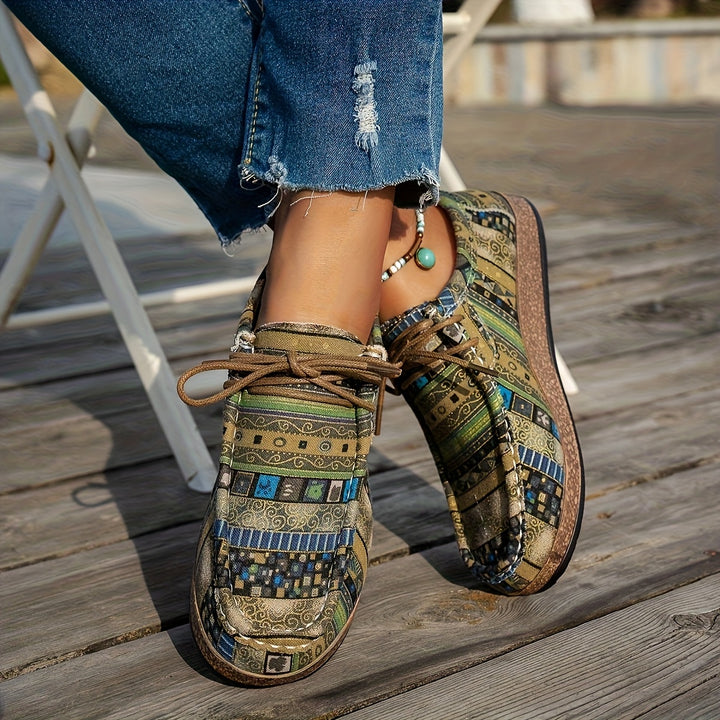 Women's Vintage Geometric Printed Sneakers