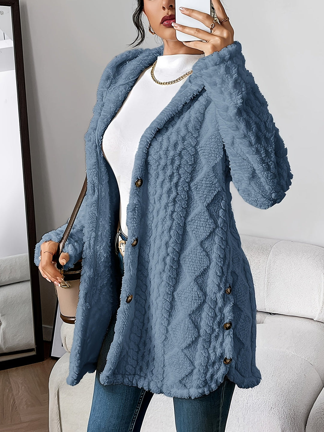 Women's Plush Hooded Cardigan