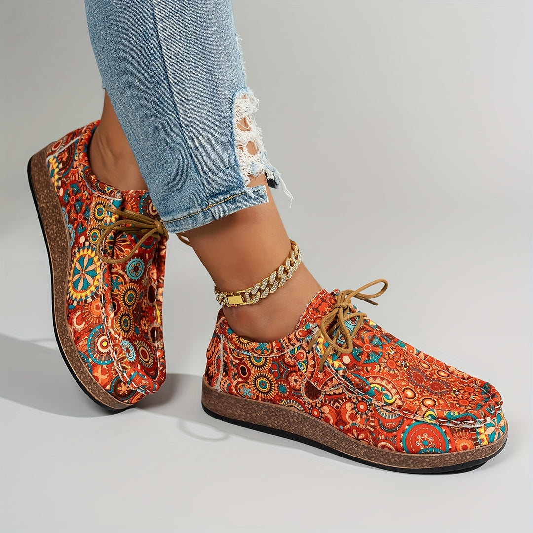 Women’s Vintage Floral Lace-Up Sneakers