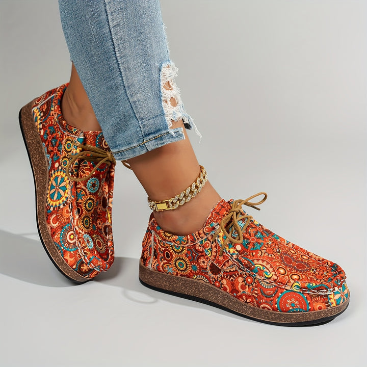 Women’s Vintage Floral Lace-Up Sneakers