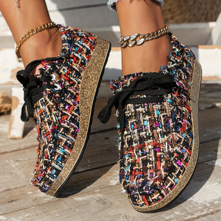 Women’s Vintage Woven Lace-Up Sneakers