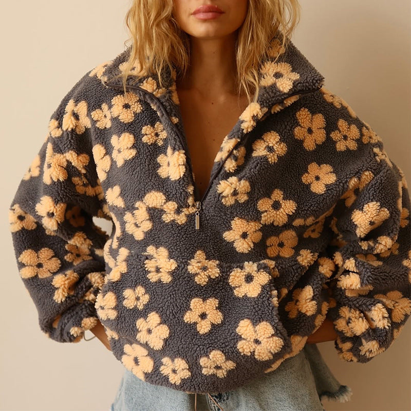 Women's Flower Fleece Jacket