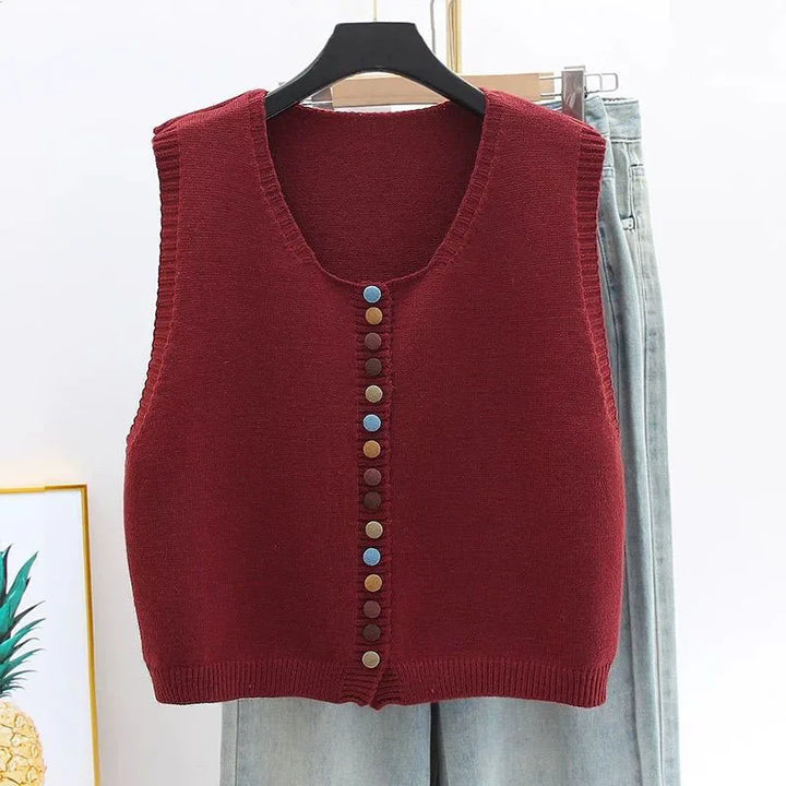 Maribel | Colored Button Knit Vest