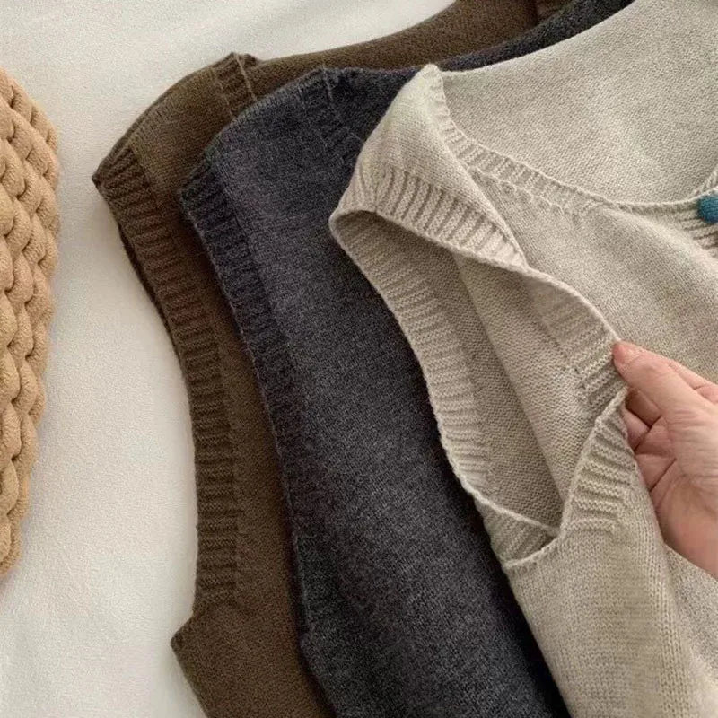 Maribel | Colored Button Knit Vest