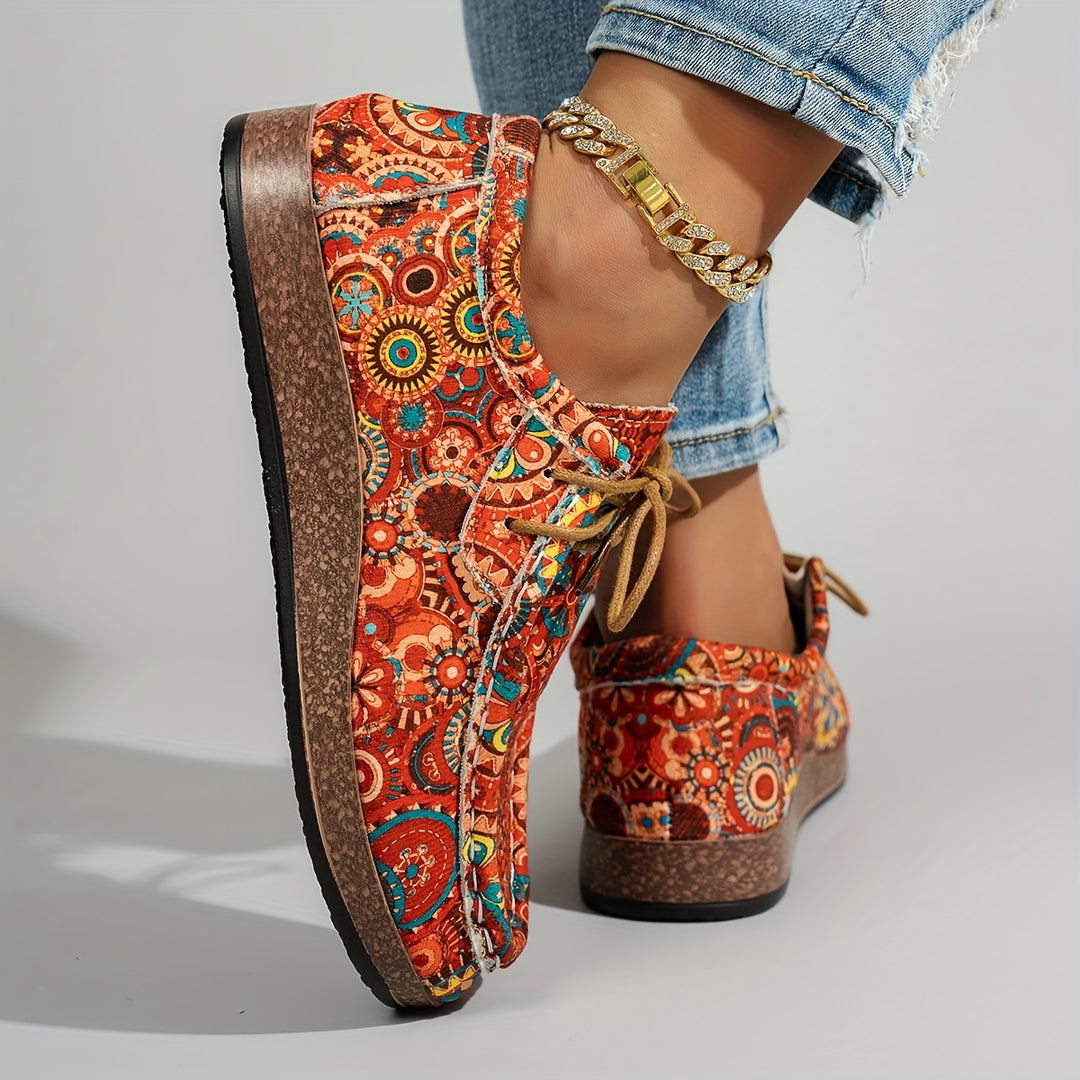 Women’s Vintage Floral Lace-Up Sneakers