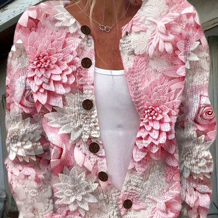 Jackie | 3D Floral Print Cardigan
